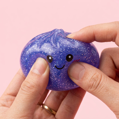Dreamy Purple Glitter Dumpling Squishy — slow-rise effect, the foam springs back slowly
