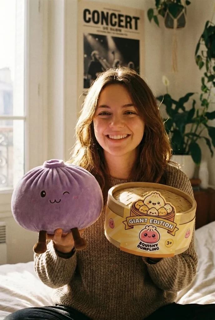 Giant Purple Dumpling Squishy with its box