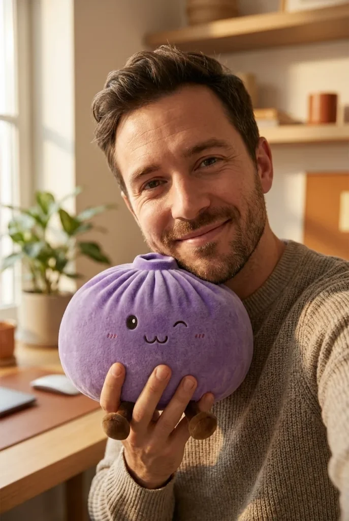 Giant Purple Dumpling Squishy in everyday life