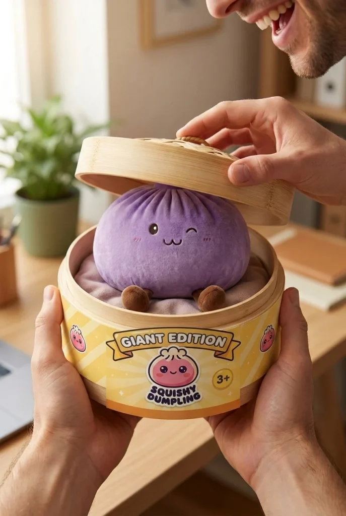 Giant Purple Dumpling Squishy unboxing moment