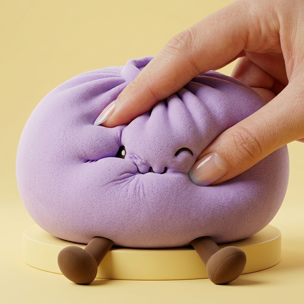 Giant Purple Dumpling Squishy — slow-rise effect, the foam springs back slowly