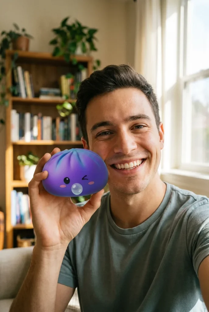 Cosmic Purple Rare Blow Dumpling Squishy in everyday life