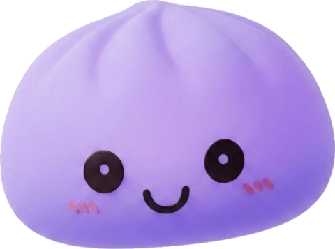 Purple Glow Dumpling Squishy Night Light being squeezed, soft slow-rise foam
