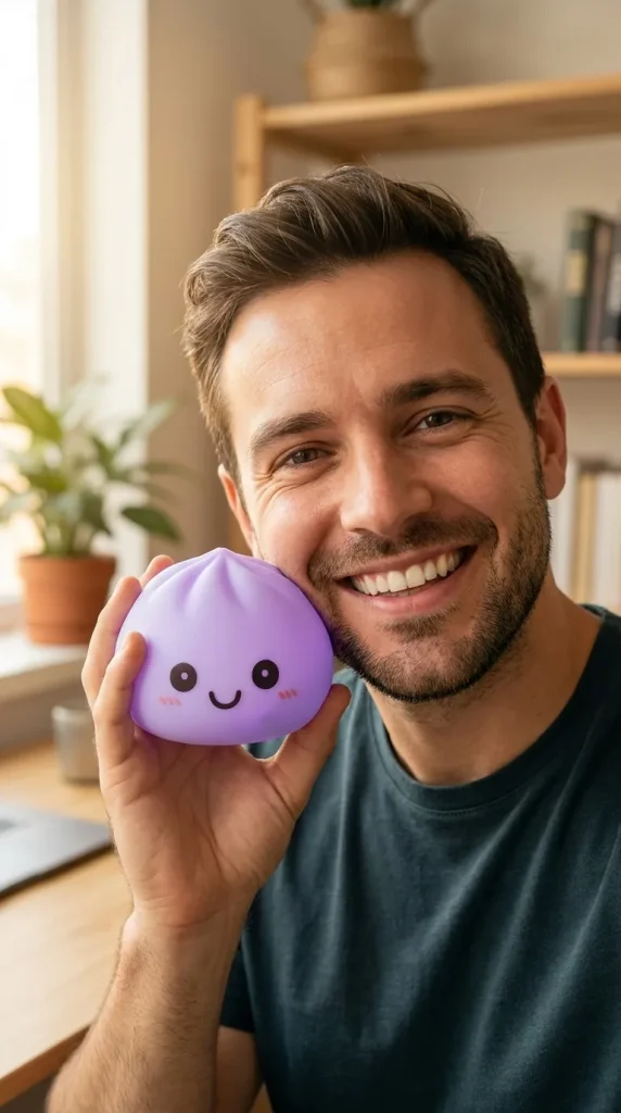 Purple Glow Dumpling Squishy Night Light in everyday life