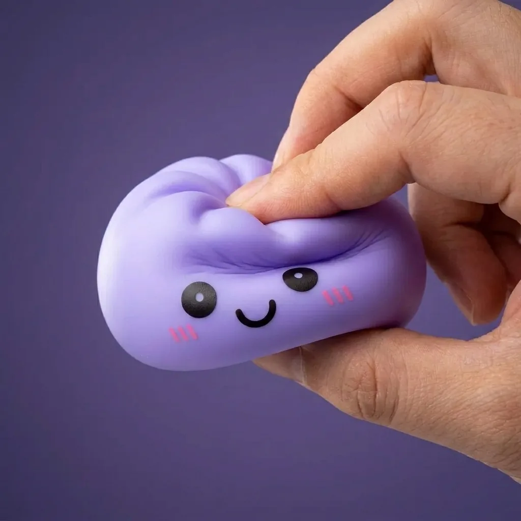 Purple Glow Dumpling Squishy Night Light mid-squish