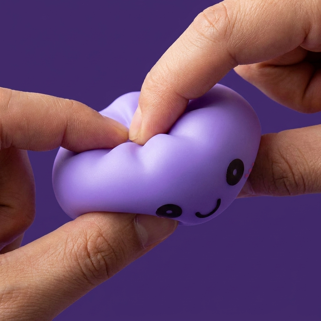 Purple Glow Dumpling Squishy Night Light — slow-rise effect, the foam springs back slowly