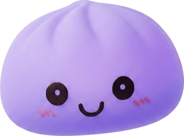 Purple Glow Dumpling Squishy Night Light being squeezed, soft slow-rise foam