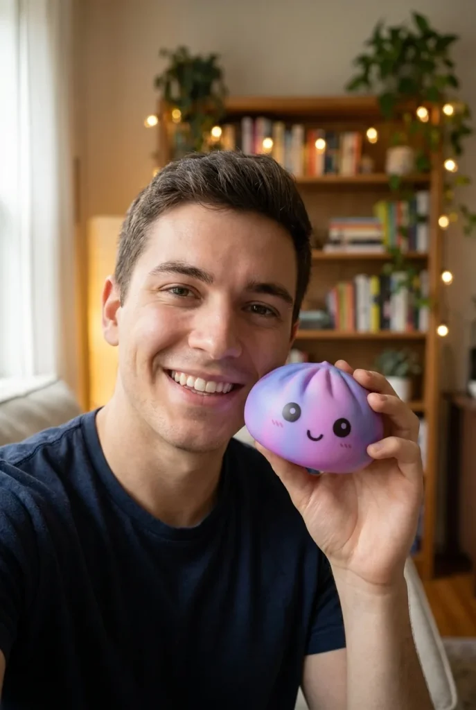 Violet Tie-Dye Dumpling Squishy in everyday life