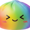 Rainbow Dumpling Squishy Kawaii being squeezed, soft slow-rise foam