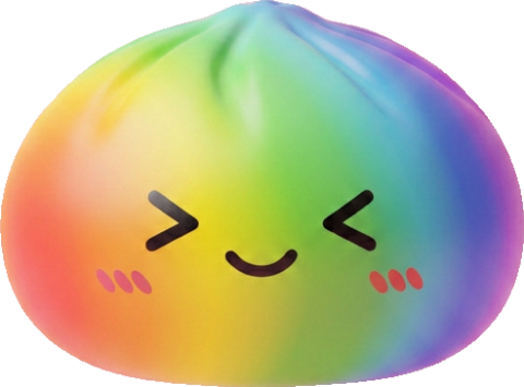 Rainbow Dumpling Squishy Kawaii being squeezed, soft slow-rise foam