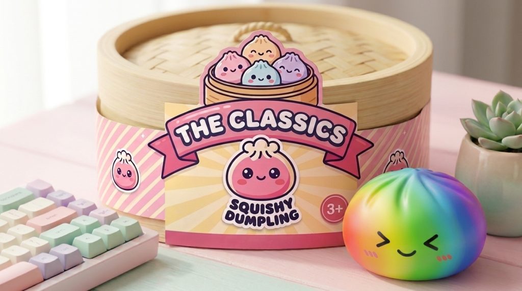 Rainbow Dumpling Squishy Kawaii in its kawaii setting
