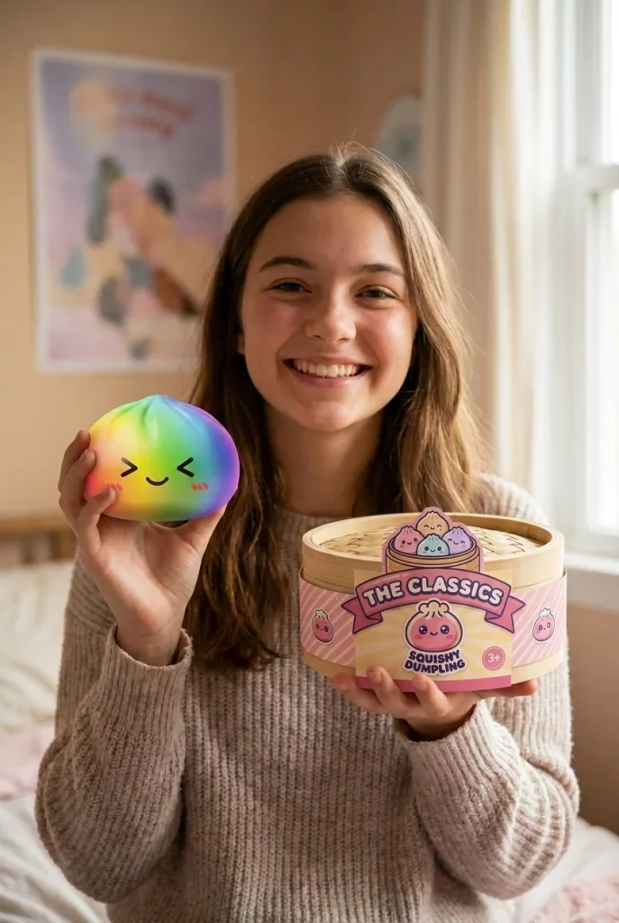 Rainbow Dumpling Squishy Kawaii with its box