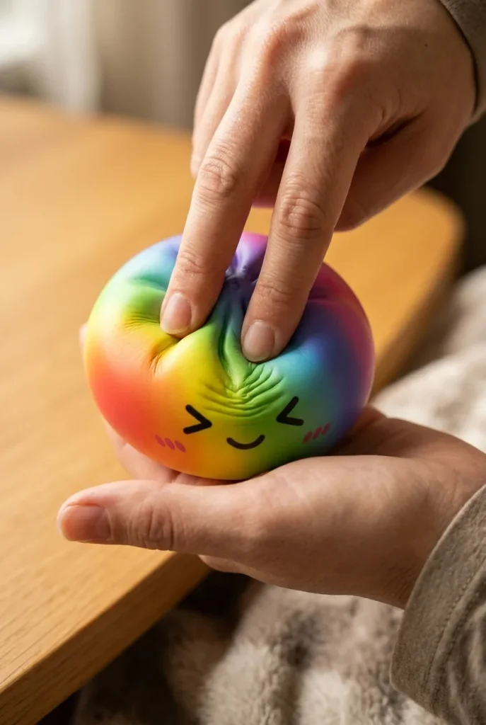 Rainbow Dumpling Squishy Kawaii mid-squish