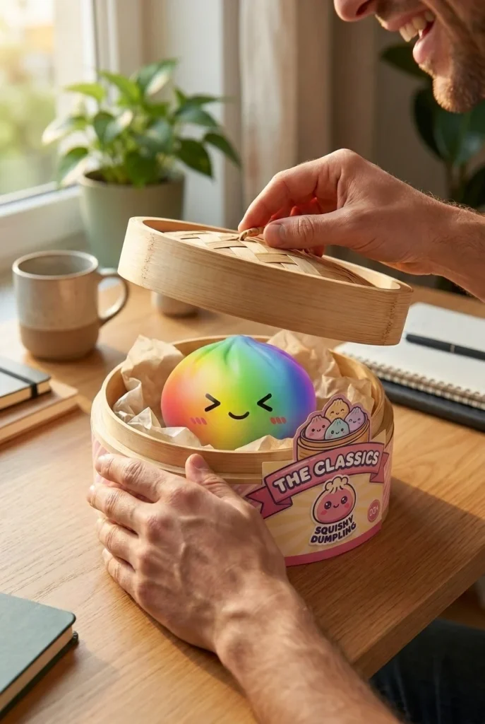 Rainbow Dumpling Squishy Kawaii unboxing moment