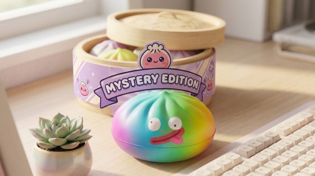 Rainbow Mystery Dumplings Squishy in its kawaii setting