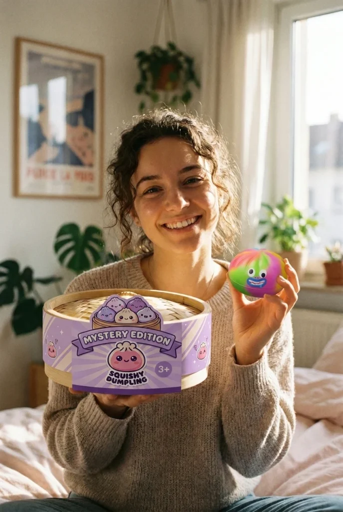 Rainbow Mystery Dumplings Squishy with its box
