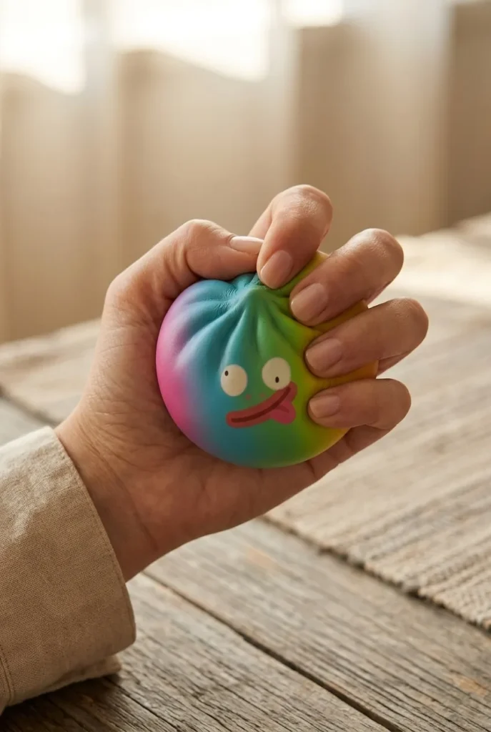 Rainbow Mystery Dumplings Squishy mid-squish