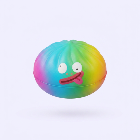 Rainbow Mystery Dumplings Squishy being squeezed, soft slow-rise foam