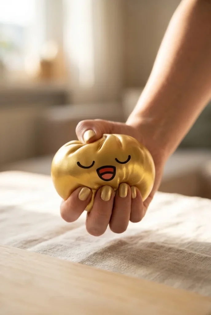Rare Gold Treasure Dumpling Squishy mid-squish