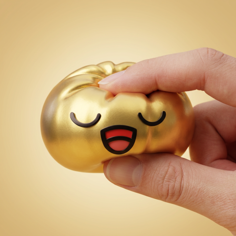 Rare Gold Treasure Dumpling Squishy — slow-rise effect, the foam springs back slowly