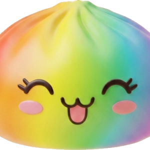Rare Rainbow Dumpling Squishy being squeezed, soft slow-rise foam