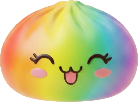 Rare Rainbow Dumpling Squishy being squeezed, soft slow-rise foam