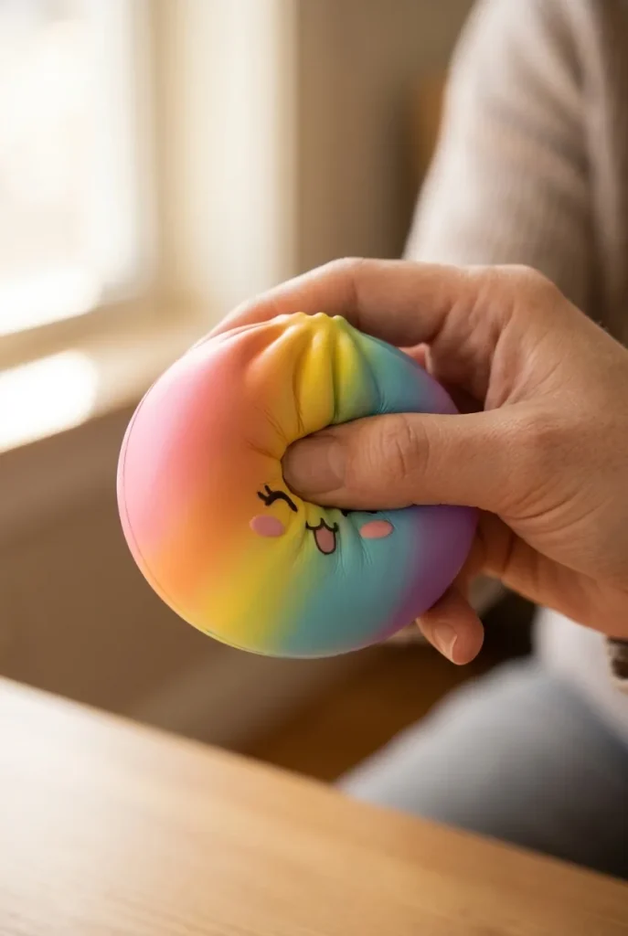 Rare Rainbow Dumpling Squishy mid-squish