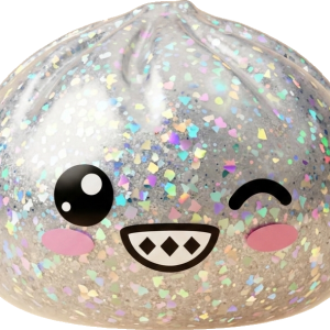 Rare Silver Glitter Dumpling Squishy being squeezed, soft slow-rise foam
