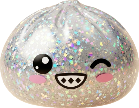 Rare Silver Glitter Dumpling Squishy being squeezed, soft slow-rise foam