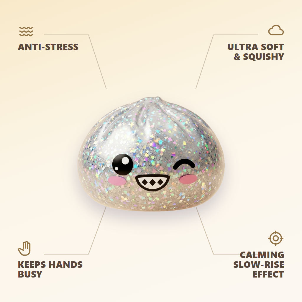Rare Silver Glitter Dumpling Squishy — its benefits