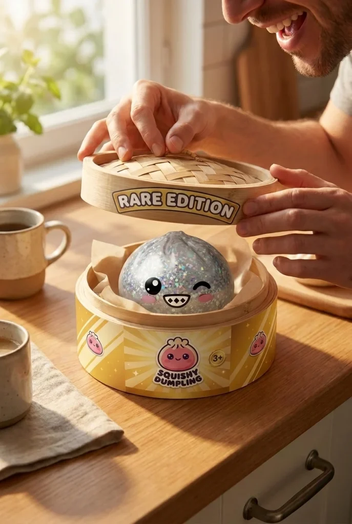 Rare Silver Glitter Dumpling Squishy unboxing moment