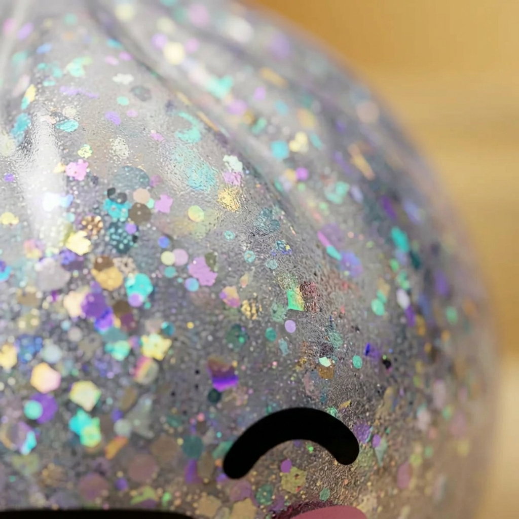 Rare Silver Glitter Dumpling Squishy — close-up of the texture