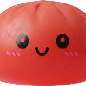 Cherry Red Dumpling Squishy being squeezed, soft slow-rise foam