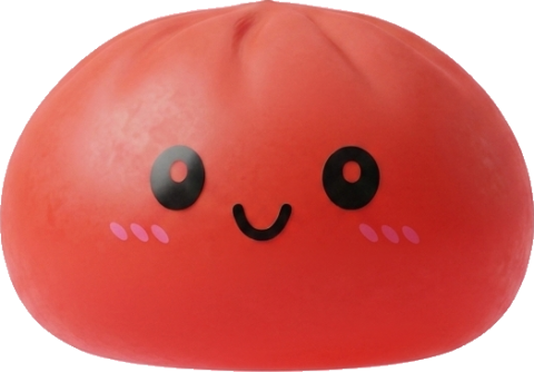 Cherry Red Dumpling Squishy being squeezed, soft slow-rise foam