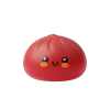 Fluffy Red Dumpling Squishy being squeezed, soft slow-rise foam