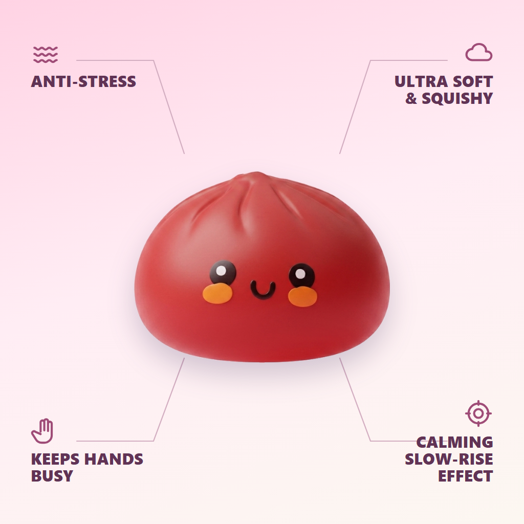 Fluffy Red Dumpling Squishy — its benefits