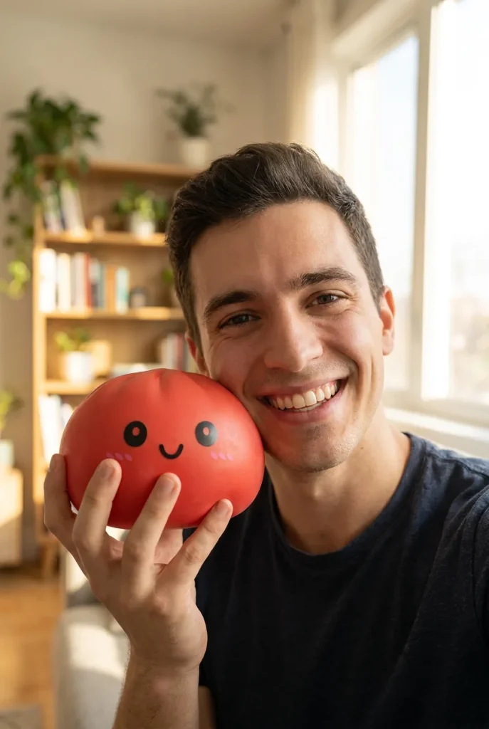 Cherry Red Dumpling Squishy in everyday life