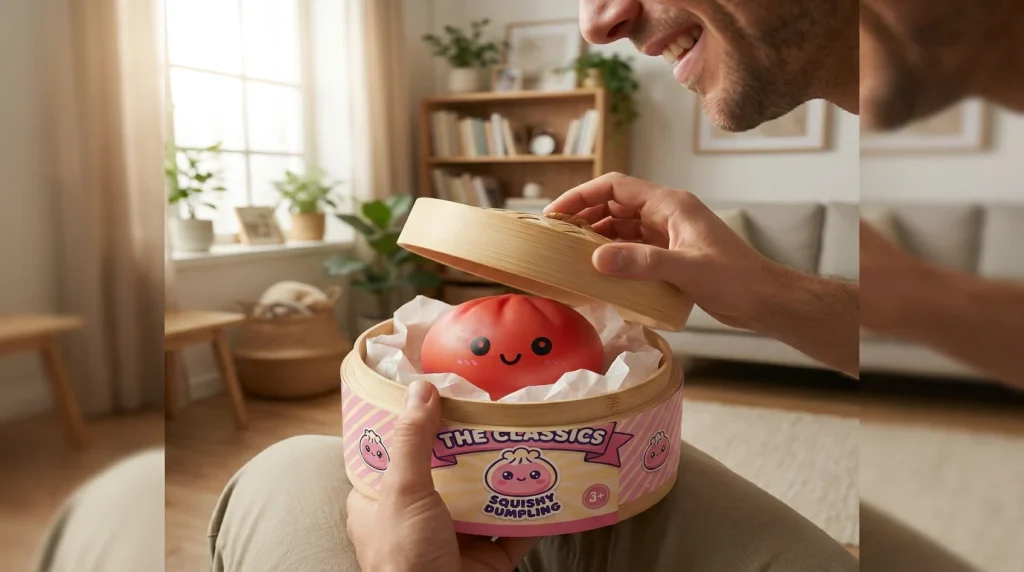 Cherry Red Dumpling Squishy unboxing moment