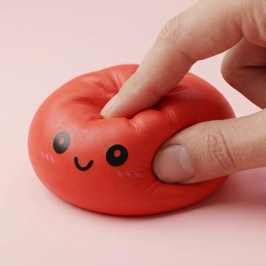 Cherry Red Dumpling Squishy — slow-rise effect, the foam springs back slowly