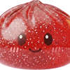 Lucky Red Glitter Dumpling Squishy being squeezed, soft slow-rise foam