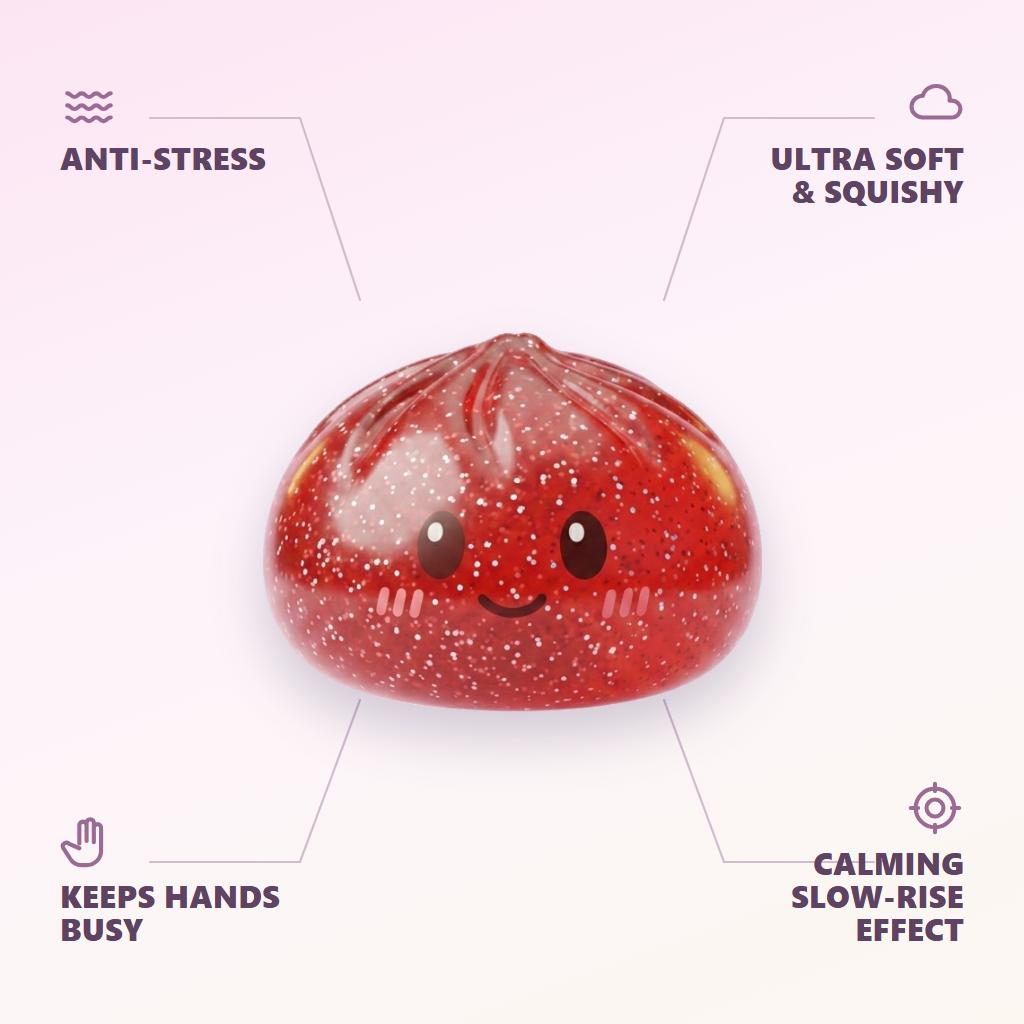 Lucky Red Glitter Dumpling Squishy — its benefits