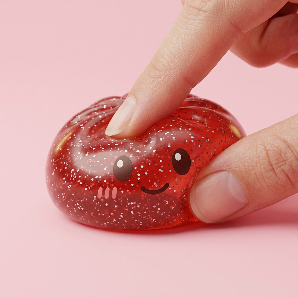 Lucky Red Glitter Dumpling Squishy — slow-rise effect, the foam springs back slowly