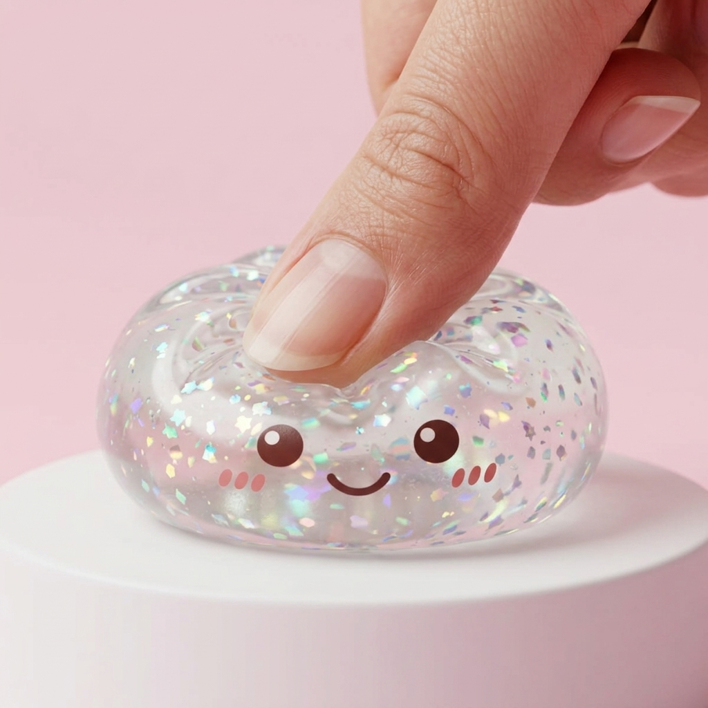 Silver Glitter Dumpling Squishy — slow-rise effect, the foam springs back slowly