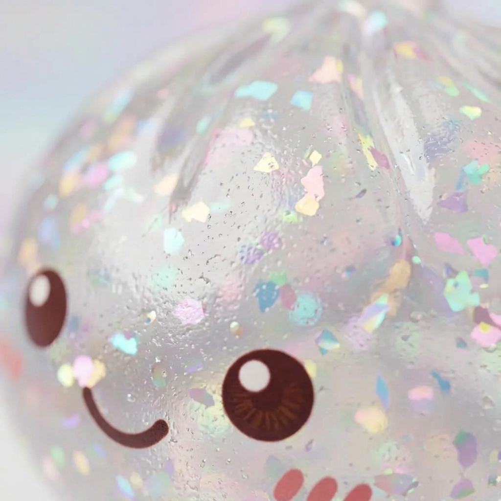 Silver Glitter Dumpling Squishy — close-up of the texture