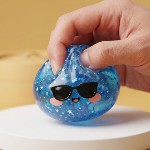 Sparkle Sunglasses Dumpling Squishy — slow-rise effect, the foam springs back slowly