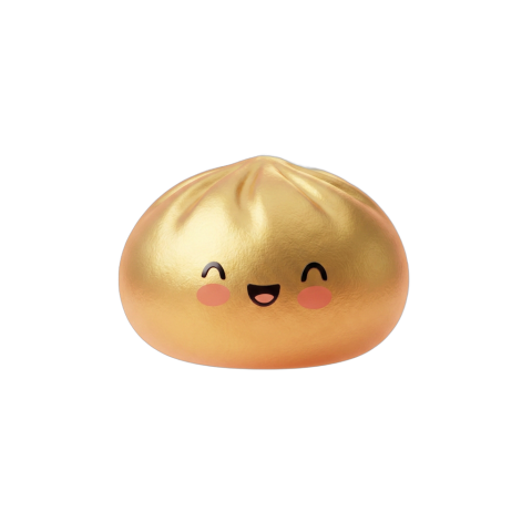 Lucky Gold Dumpling Squishy being squeezed, soft slow-rise foam