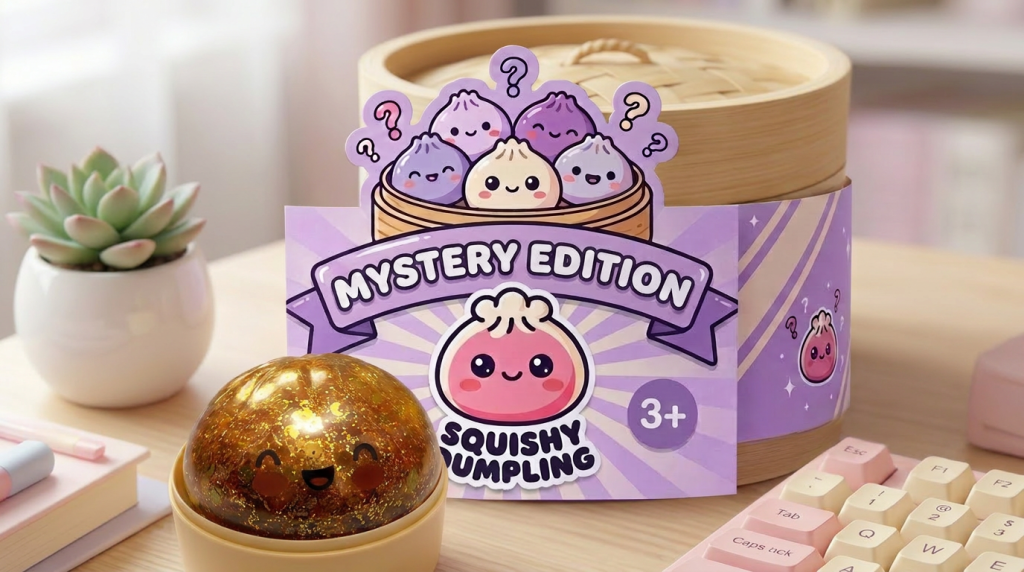 Squishy Bun Mystery Dumpling Surprise in its kawaii setting