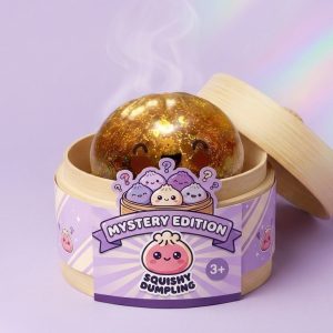 Squishy Bun Mystery Dumpling Surprise in its bamboo steamer box