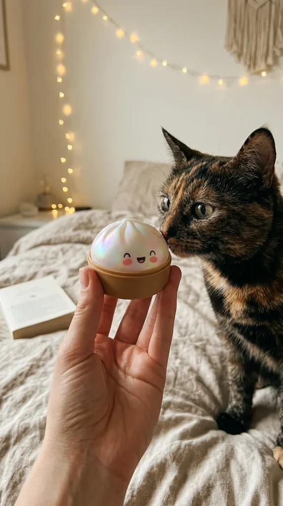 Squishy Bun Mystery Dumpling Surprise with a plush friend