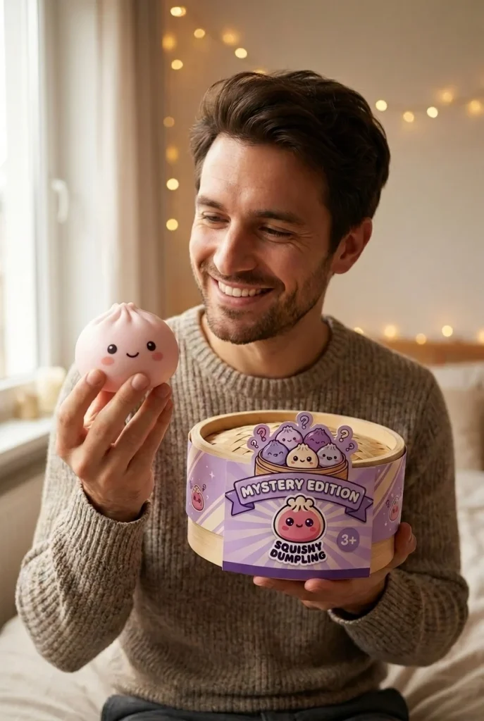 Squishy Bun Mystery Dumpling Surprise with its box
